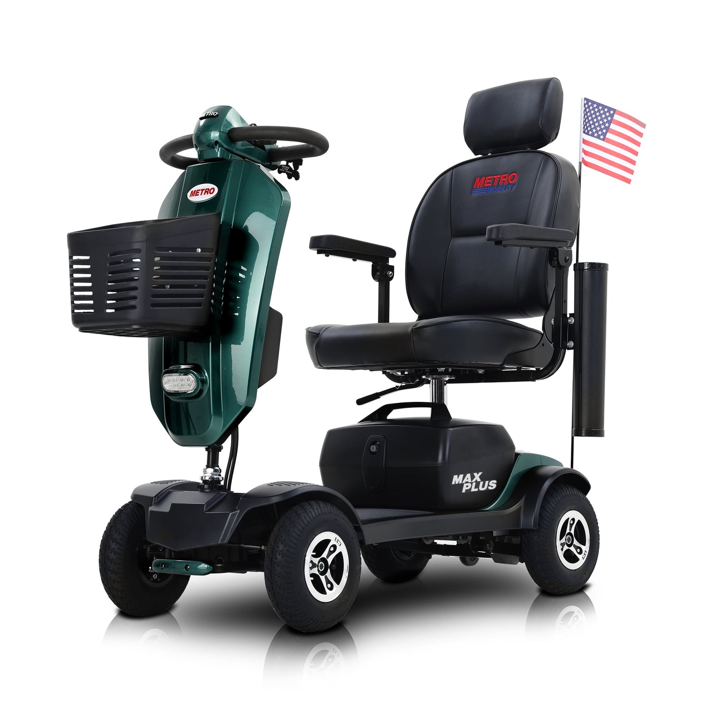 Mobility Scooter for Seniors, 300W Motor 20W'' Compact Motorized Electric Scooter with Headlights, Anti-Tip wheels, Emerald