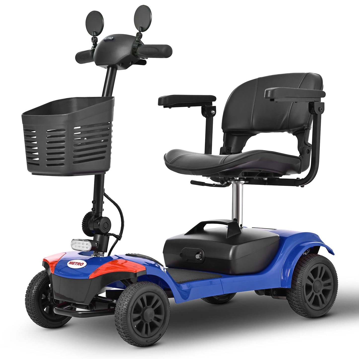 SEGMART Folding Mobility Scooter for Elderly,4 Wheel All Terrain Motorized Scooter with Detachable Basket and Control Panel for Seniors Adult