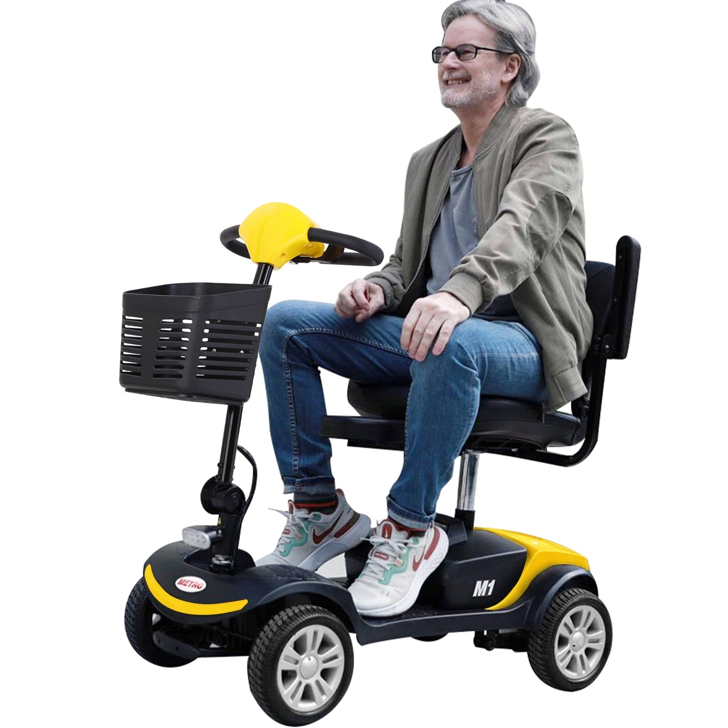 Outdoor Motorized Electric Carts for Senior, Heavy Duty Electric Scooters with 4 Wheel, Sliding Swivel Seat with Flip-Up Armrests for Adults, Easy Assembly, 300lbs, Red, S8682