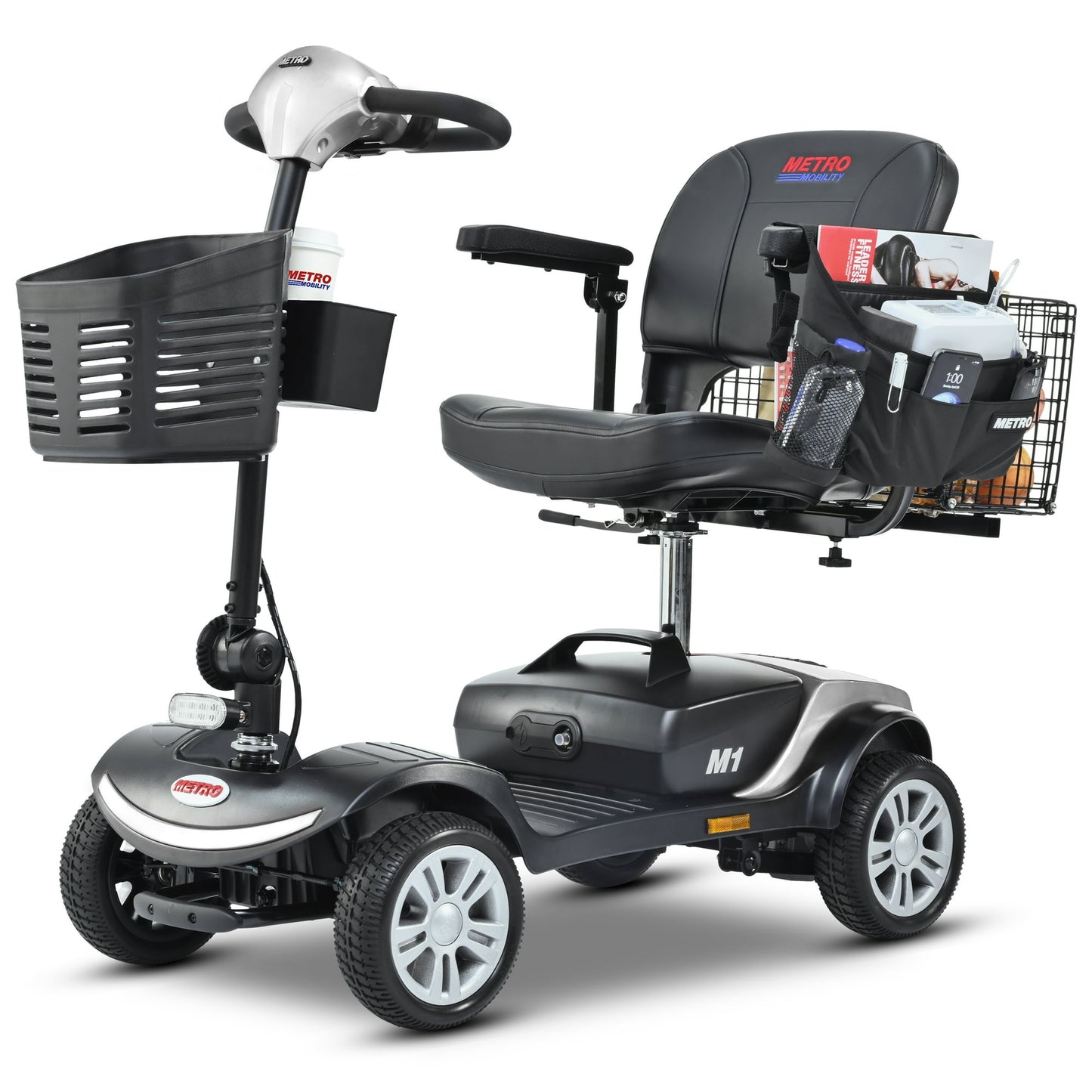 Outdoor Seniors Mobility Scooters for Adults, 4 Wheel Electrical Scooter with Detachable Basket, Motorized Electric Carts for Seniors, Adults, Max Speed 4.97mph, 300lbs, SS116