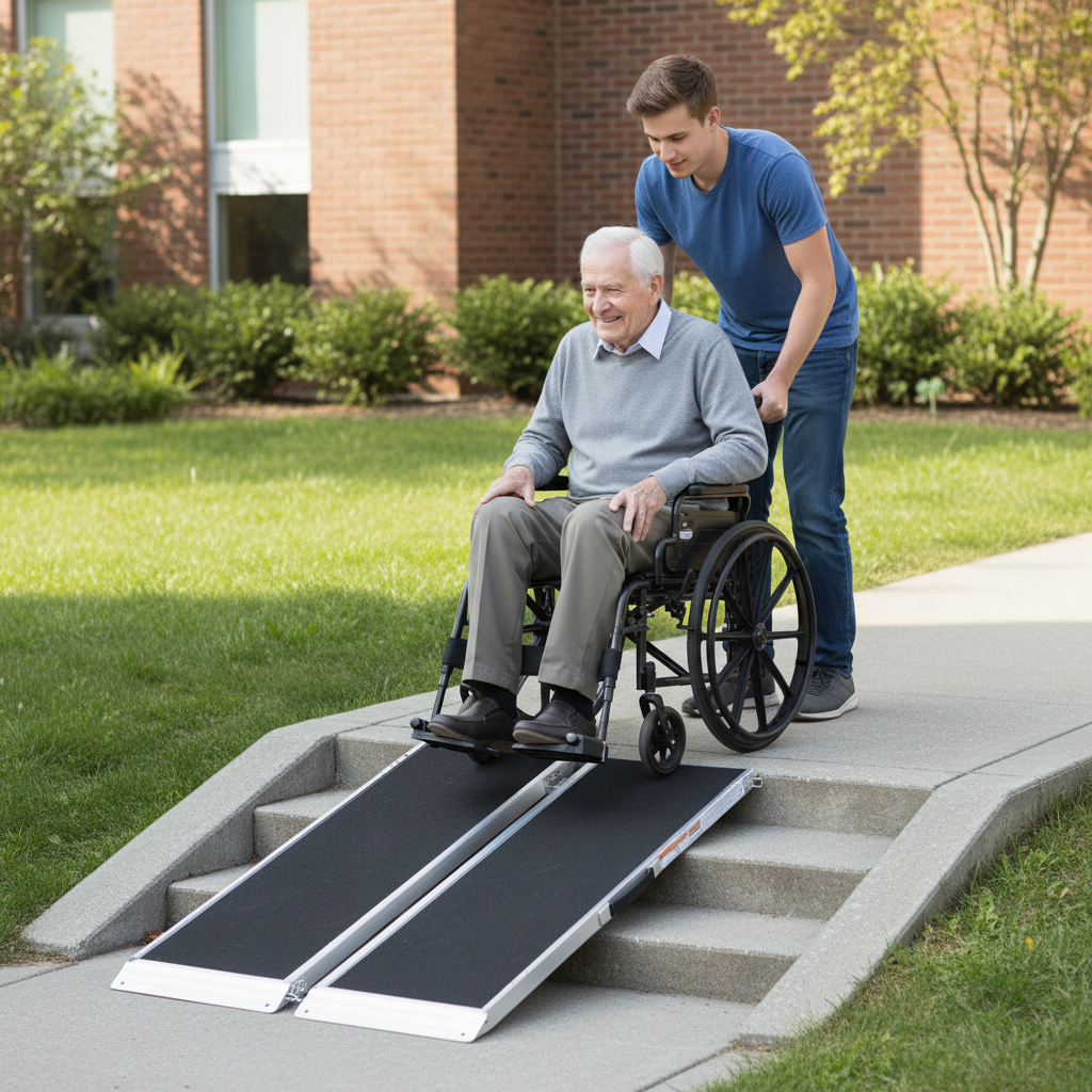 Segmart 3-Foot Stair Climbing Wheelchair Ramp for Home Doorways, Portable Folding Non-Slip Mobility Scooter Ramp with Handle, Durable and Rust-Resistant, No Installation Required, 595.2 lbs, Black