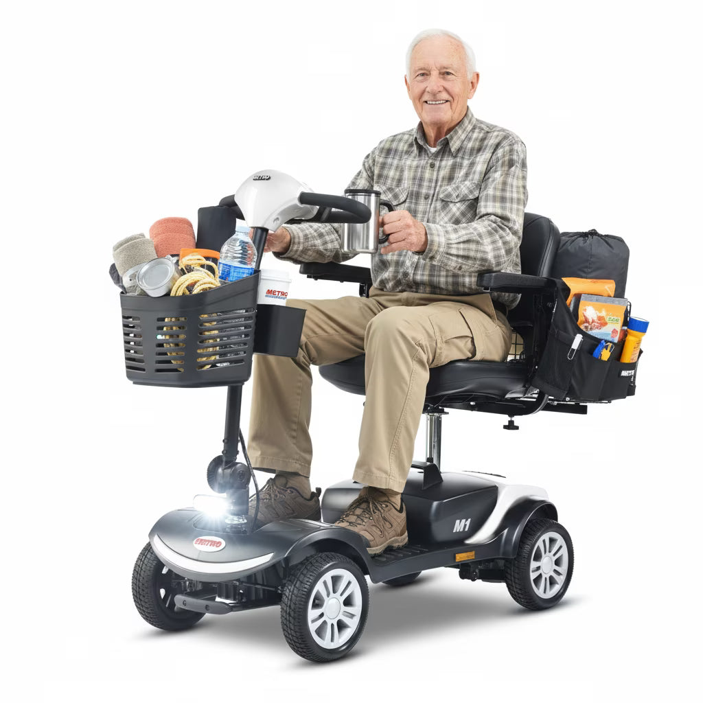 Segmart Four-Wheel Outdoor Scooter, Comfortable and Durable Folding Scooter with a 300W Motor and a 300-pound Weight Capacity, Suitable for Seniors and Adults, white