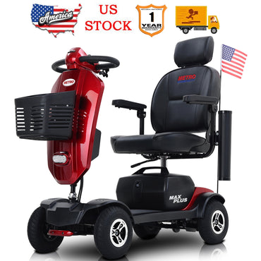 SEGMART 4 Wheel Mobility Scooter for Senior, 300W Motor Electric Outdoor Compact Mobility Scooter, Motorized Scooter with Pneumatic Tires, Cup Holder, USB Charging Port, Red, SS1893