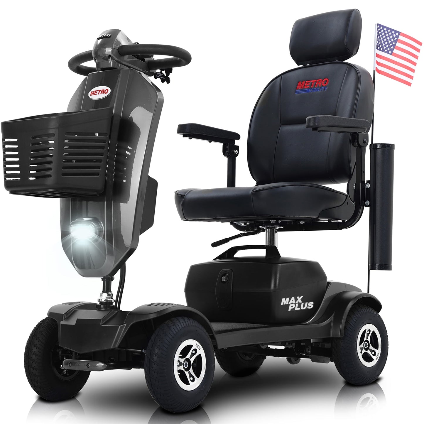 SEGMART Upgrade Mobility Scooter with Windshield, Travel Electric Wheelchair for Adults Senior, Outdoor Mobility Scooter with Cup Holders & USB Charging Port, 300 lbs, Red, SS462