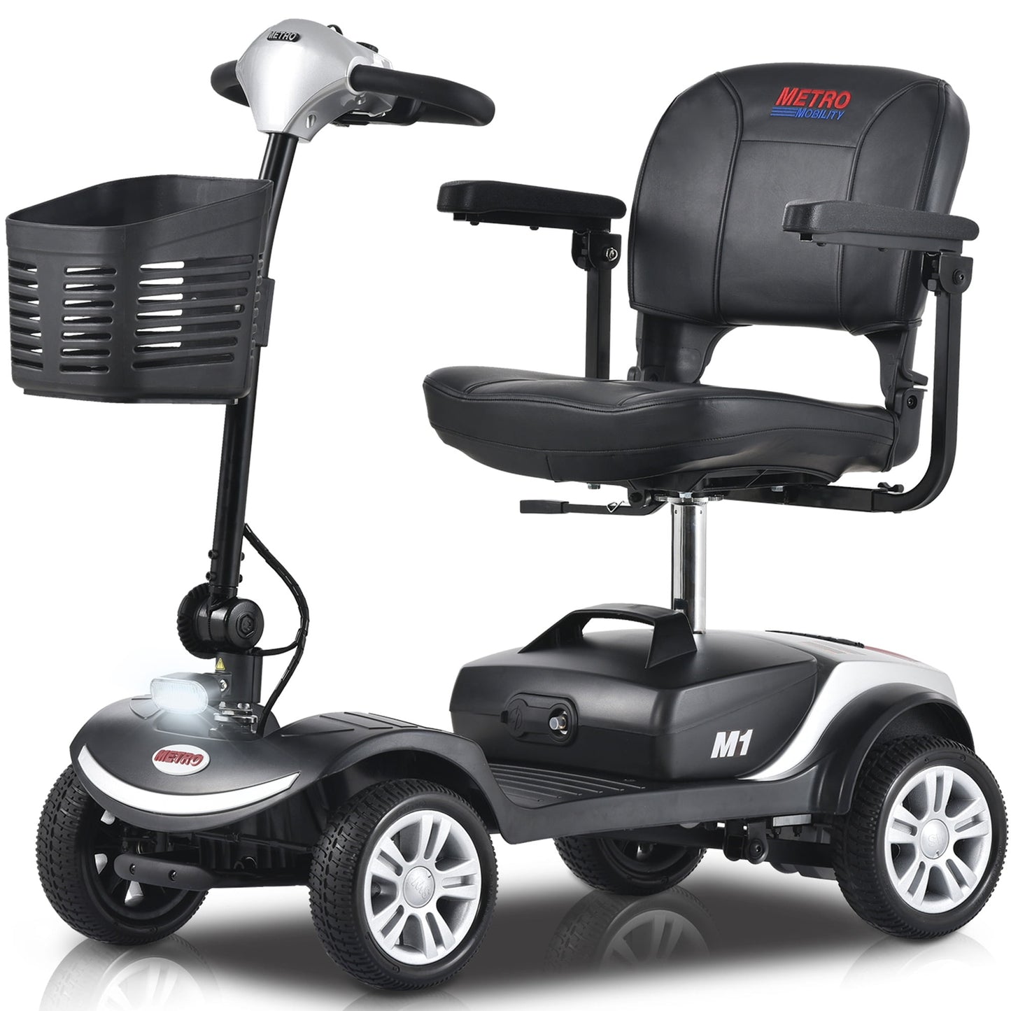 SEGMART Outdoor Mobility Scooters for Adults, Compact Motorized Scooter with Detachable Basket, Heavy Duty Mobility Scooter with 4 Wheel for Senior, 300lbs, Blue, S8665