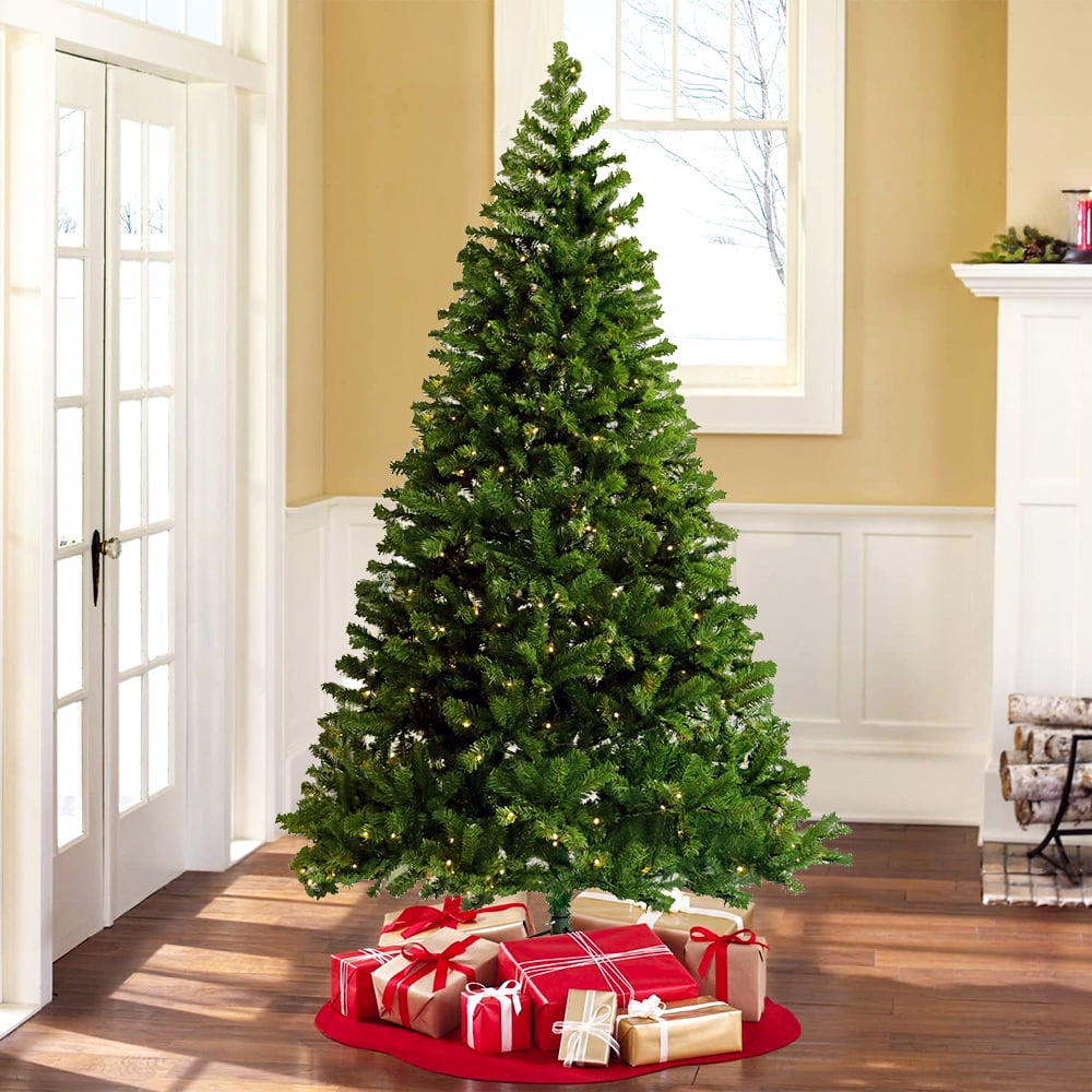 SEGMART Pre-Lit Prelit Christmas Trees, Artificial Christmas Tree Decoration w/ 400 LED Warm Lights, Premium Hinged Spruce Tree Holiday Decor for Home, Festival, Party, Indoor, Green, S9908