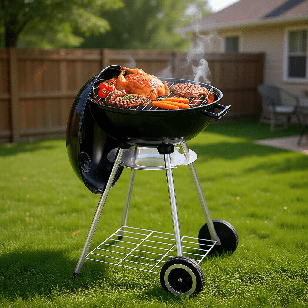 Segmart 18" Portable Charcoal Grill with Wheels, 254 Sq. In. Cooking Area, Outdoor Barbecue Kettle Grill for Camping, Tailgating, Backyard BBQ,Adjustable Vents, Removable Ash Catcher