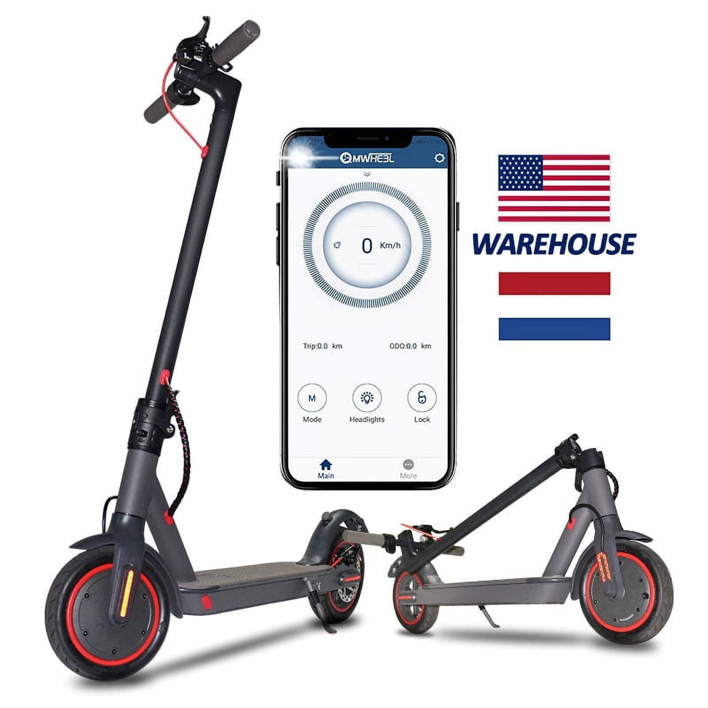 Segmart Electric Scooter for Adults, 8.5'' 350W Foldable Simple Mobility Commuting E-Scooters, 15.5 MPH, 264.5lbs, APP and Waterproof Certified, Black