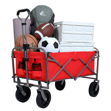 Collapsible Wagon with Wheels,Segmart Folding Wagon Cart All Terrain,Heavy Duty Garden Carts with Adjustable Handle,Utility Wagon for Outdoor Sports,Camping Shopping Fishing
