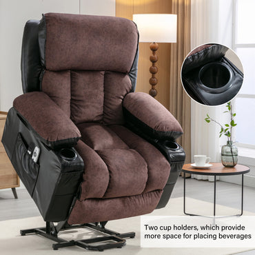 Segmart Massage Recliner Chairs with Remote Control, PU Leather Ergonomic Recliner Chair with Bread-Type Handrail & Padded Seat Backrest, Black & Brown
