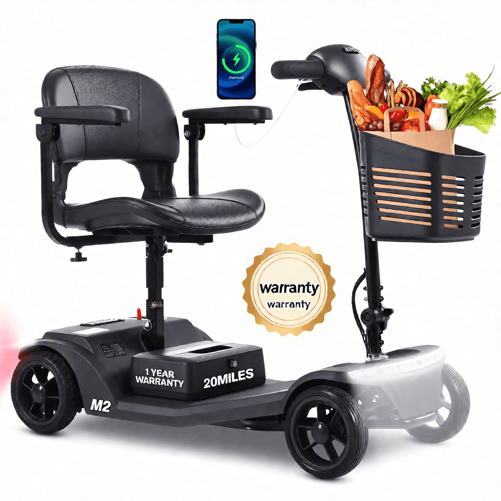 Segmart Mobility Scooters for Seniors Best Gift, Heavy Duty 4 Wheels Folding Wheelchair Device for Travel, Medical Scooter for Adults, Black