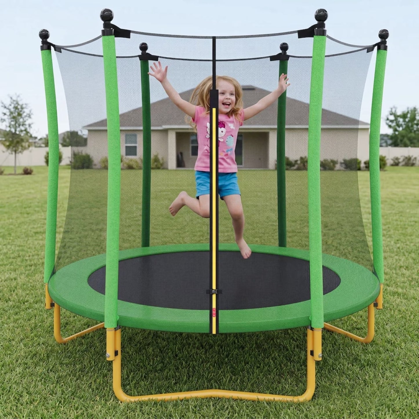 Trampoline with Safety Enclosure Net for Kids, SEGMART 65" Indoor Outdoor Toddler Trampoline with Spring Pading, Indoor Outdoor Kids Trampoline with Jumping Mat, Small Round Trampoline for Boys Girls