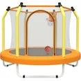 55" Trampoline with Enclosure for Kids, SEGMART Indoor Outdoor Toddler Trampoline with Basketball, Indoor Outdoor Kids Trampoline with Basketball Hoop, Small Round Trampoline for Boys Girls