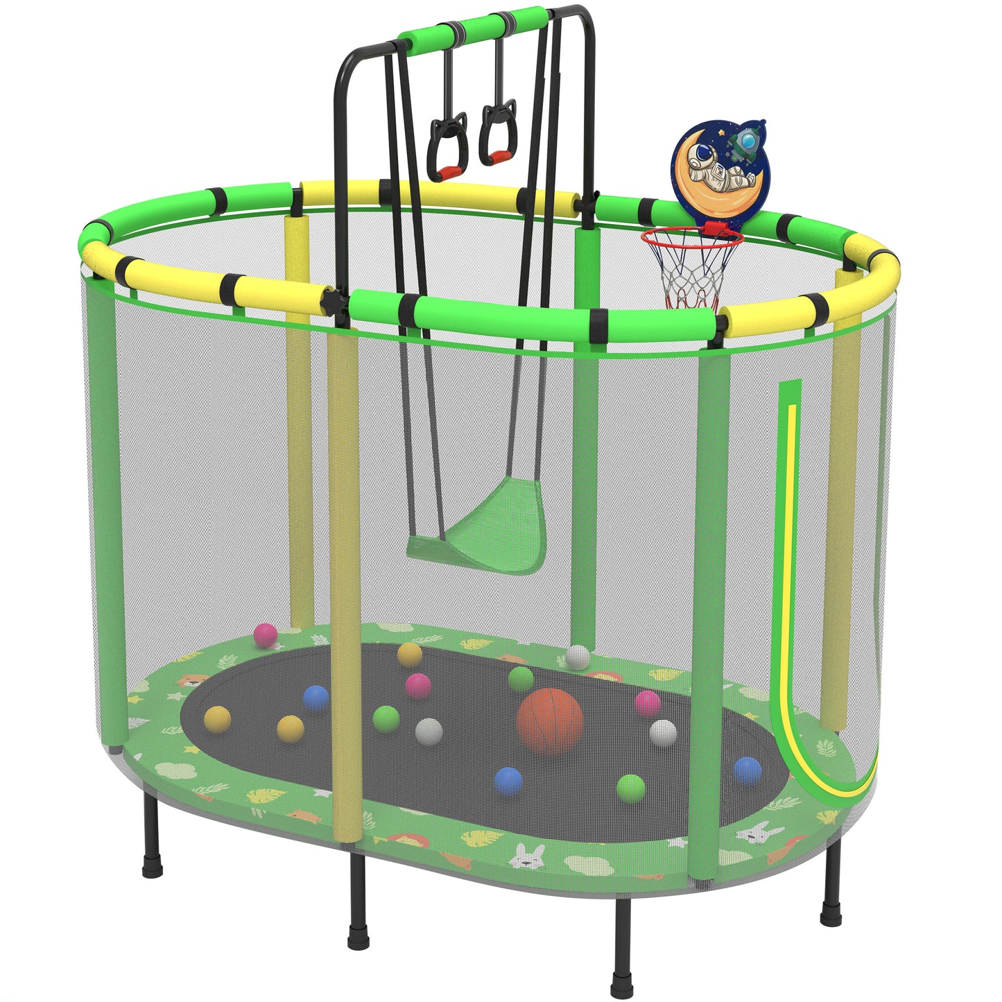 60" Toddler Trampoline for Kids, SEGMART Kids Trampoline with Enclosure Net and Balls, Indoor Outdoor Mini Small Trampoline Birthday Gifts for Boys and Girls Age 3 Months and up