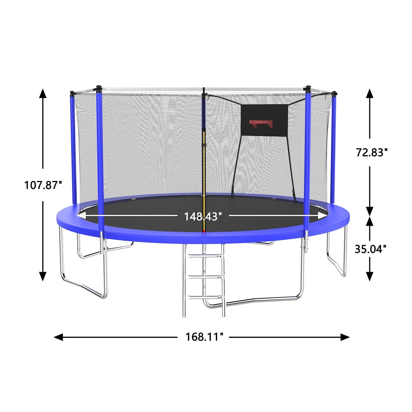 Trampoline with Enclosure, SEGMART Upgraded 14FT Kids Outdoor Trampoline with Basketball Hoop and Ladder, Heavy Duty Round Trampoline for Indoor Outdoor Backyard