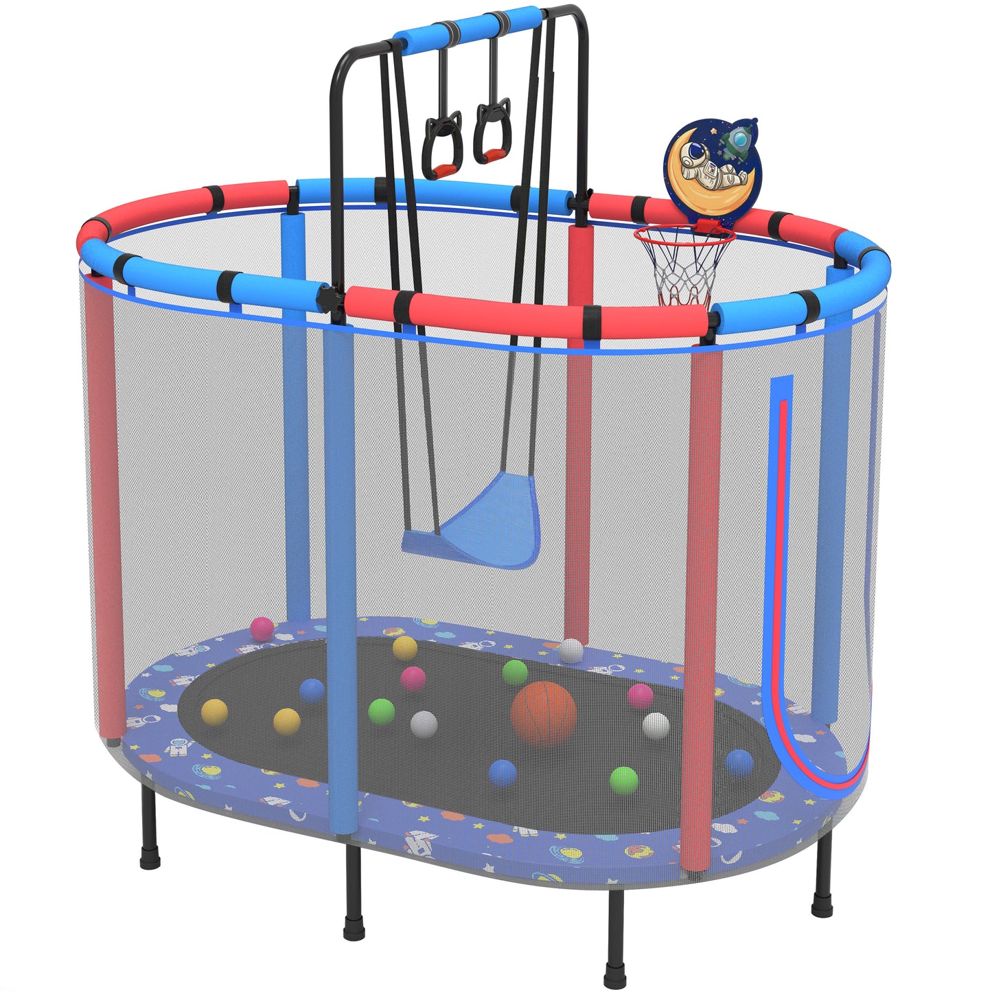 60" Toddler Trampoline for Kids, SEGMART Kids Trampoline with Enclosure Net and Balls, Indoor Outdoor Mini Small Trampoline Birthday Gifts for Boys and Girls Age 3 Months and up