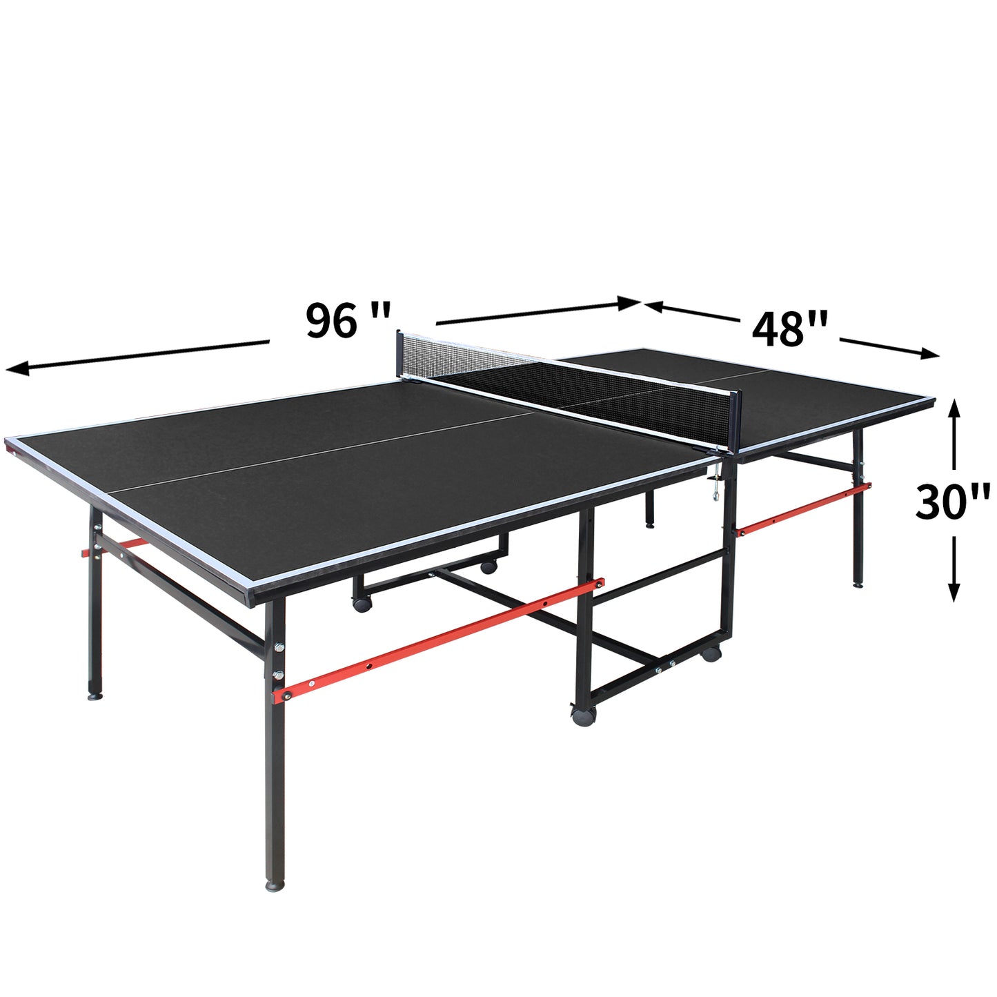 Mid-Size Table Tennis Table, SEGMART 8FT Foldable Outdoor Ping Pong Table with Net, 2 Table Tennis Paddles and 3 Balls, Portable Table Tennis Game Set for Indoor Outdoor, Black