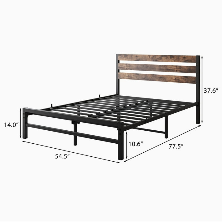 Full Size Bed Frame-Classic Metal Platform Bed Frame,Mattress Foundation with Steel Slat Support,Under Foundation Storage, No Box Spring Needed, Easy Assembly, Max Weight 400 lbs, Brown