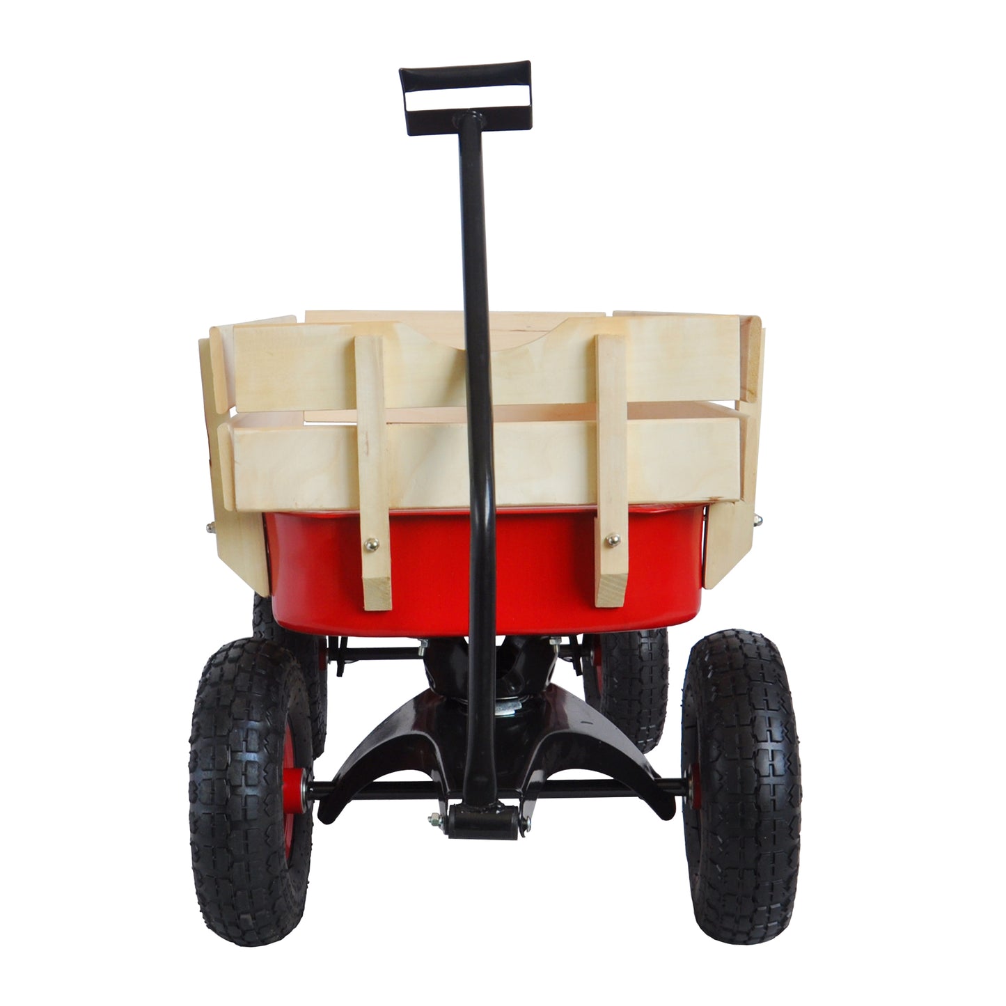 Segmart Wagon Cart for Kids, All Terrain Wagon with 200LBS Capacity, Outdoor Pull-Along Wagons with Removable Wooden Side Panels, Heavy Duty Utility Wagon with Rubber Wheels, Red
