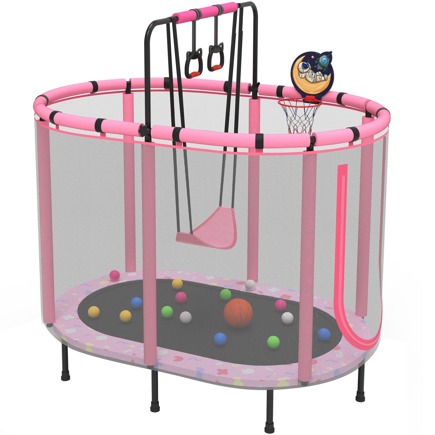 60" Toddler Trampoline for Kids, SEGMART Kids Trampoline with Enclosure Net and Balls, Indoor Outdoor Mini Small Trampoline Birthday Gifts for Boys and Girls Age 3 Months and up