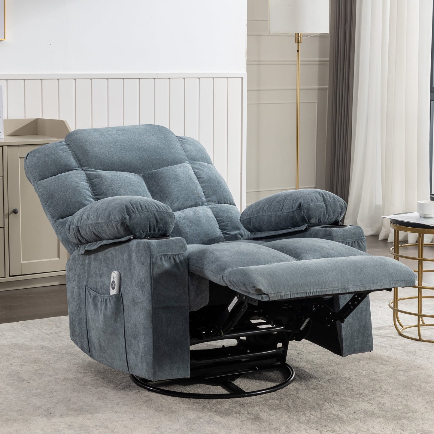 Lift Recliner Chair for Elderly and Disabled, Modern Living Room Electric Power with 4 Positions Lift, Remote Control and Storage Pockets, Ergonomic Plush Velvet Single Sofa Lounge, Grey, SS1815