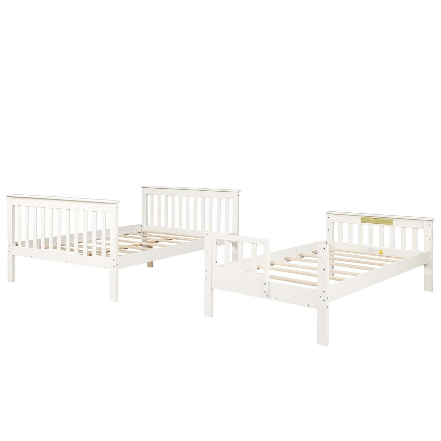 SEGMART Wood Bunk Beds , 76.97'' x 51.57'' Solid Wood Twin-Over-Full Bed, Sturdy Wood Twin-Over-Full Bunk Beds w/ 4 Storage Shelves, 4-Step Ladder, Full-Length Guardrails, 250lbs, S1914