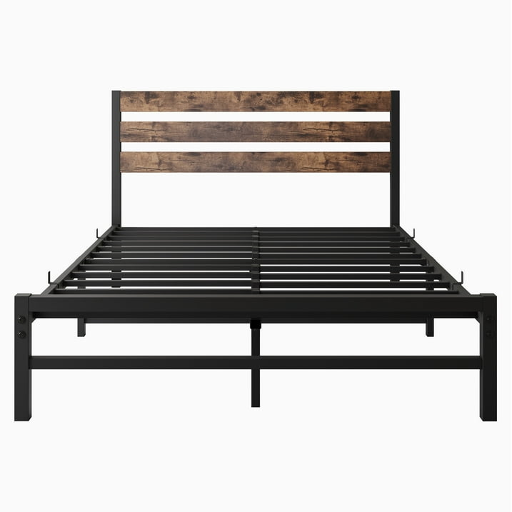 Full Size Bed Frame-Classic Metal Platform Bed Frame,Mattress Foundation with Steel Slat Support,Under Foundation Storage, No Box Spring Needed, Easy Assembly, Max Weight 400 lbs, Brown