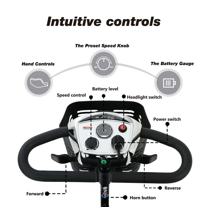 Outdoor Mobility Scooter for Senior, Heavy Duty Electric Scooters with 4 Wheel, Sliding Swivel Seat with Flip-Up Armrests for Adults, Easy Assembly, 300lbs, Chrome, SS202
