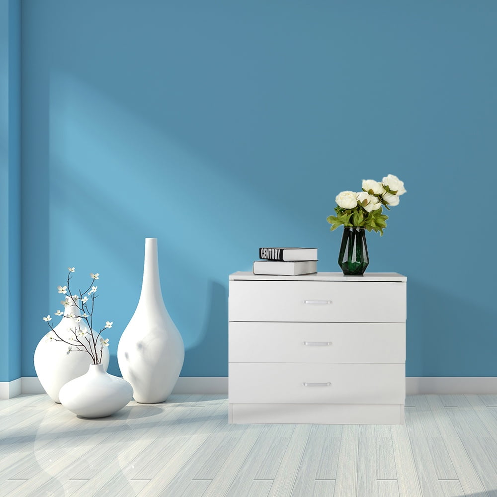 3-Drawer Drawers for Bedroom, SEGMART 26'' x 13'' x 22'' Classic Simple Bedroom Furniture Chest Cabinet with Metal Handles, Durable MDF Wood 3-Drawer Dresser for Closet to Storing Clothes, S7934