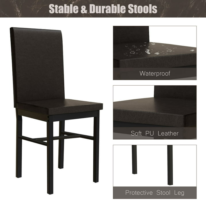 Kitchen Dining Table Set, Metal Kitchen Table Sets with 4 Chairs, Faux Marble Rectangular Breakfast Table w/Metal Legs & Black Finish Frame, Dining Table Sets for an Apartment Breakfast, S12528