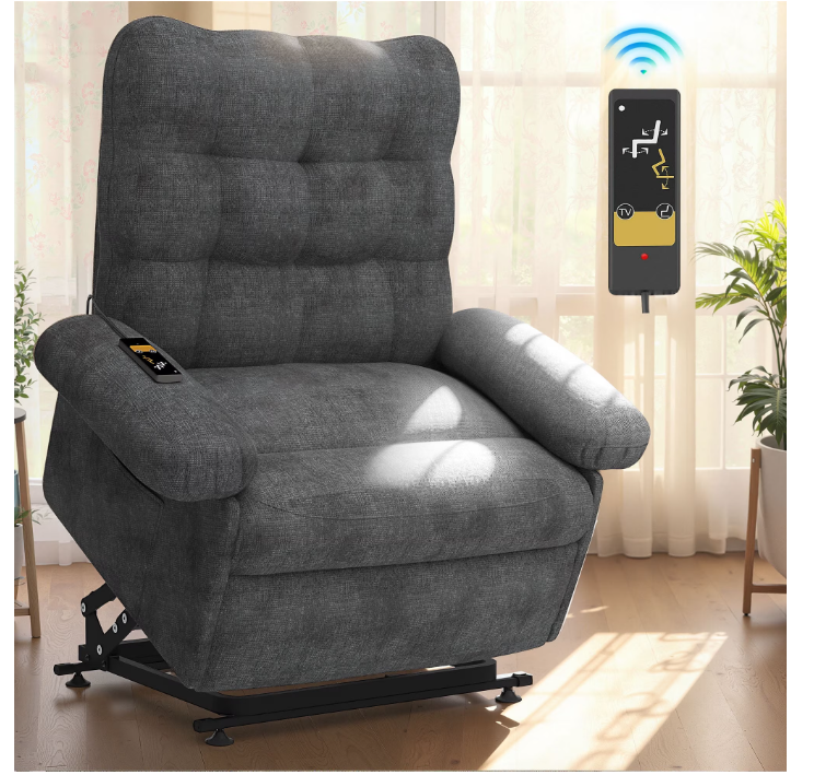 Segmart Home Fabric Recliner Reclining Chair with Remote Control, Heavy Duty 300lbs Antiskid Chenille Fabric for Elderly, 2 Motors Modern Sofa Home Theater Seating for Living Room Bedroom, Gray