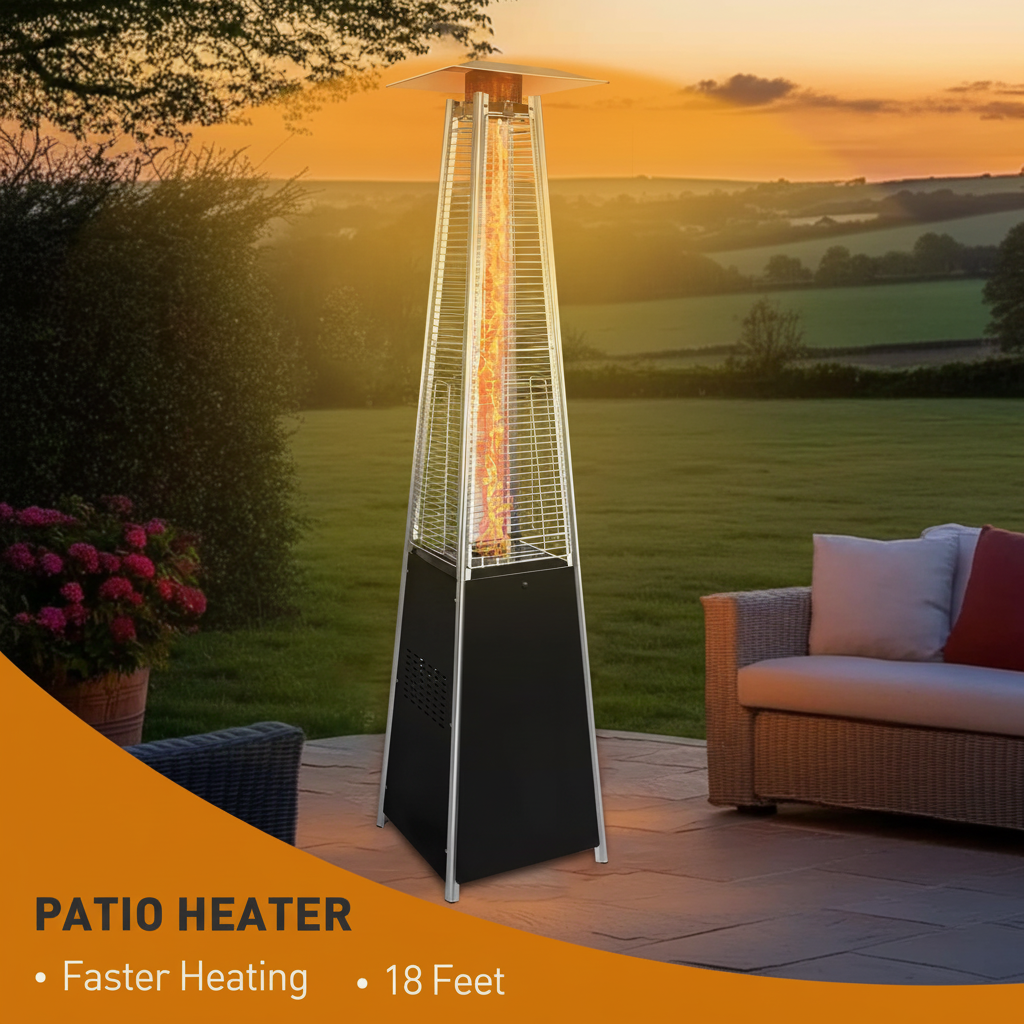 48,000 BTU Pyramid Patio Heater, Segmart Propane Outdoor Heater with Wheels & Cover,Use for Garden, Terrace, Poolside