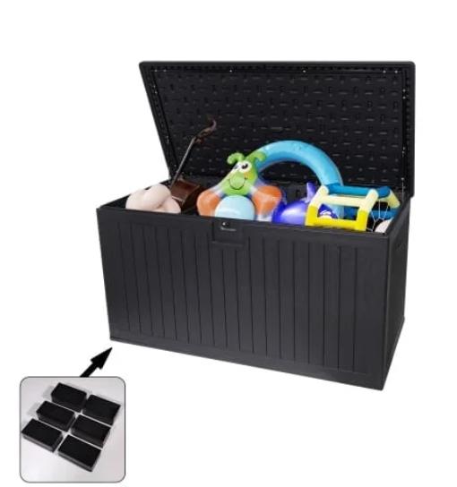 SEGMART Outdoor Deck Box Lockable,90 Gallon Outdoor Storage Box Waterproof,Patio Deck Storage for Toy,Furniture Cushions,Garden Tools and Combinable Garage