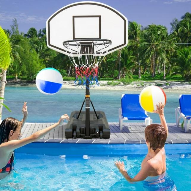 Segmart Portable Poolside Basketball Hoop, 3.1 ft to 4.7 ft Adjustable Height, Outdoor Basketball Hoop with 36" Backboard, Black