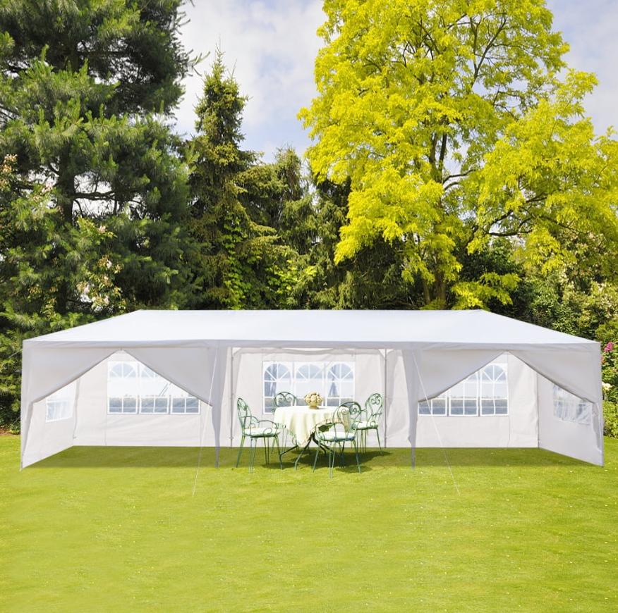 SEGMART 10 x 30 Canopy Tent with 8 Removable SideWalls for Patio Garden, Sunshade Outdoor Gazebo BBQ Shelter Pavilion, for Party Wedding Catering Gazebo Garden Beach Camping Patio, White, SS1093