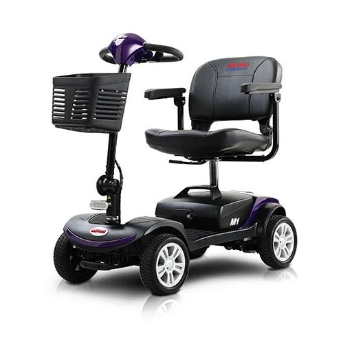 Outdoor Motorized Electric Carts for Senior, Heavy Duty Electric Scooters with 4 Wheel, Sliding Swivel Seat with Flip-Up Armrests for Adults, Easy Assembly, 300lbs, Purple, SS1432