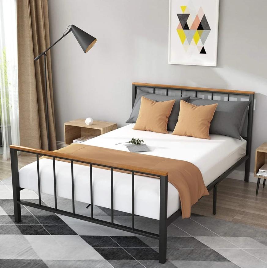 Full-Size Bed Frame, Segmart Upgraded Heavy Duty Platform Bed Frame with Wood Headboard & Footboard, Bedroom Mattress Foundation Platform Base Bed Frame for Adults, No Box Spring Needed