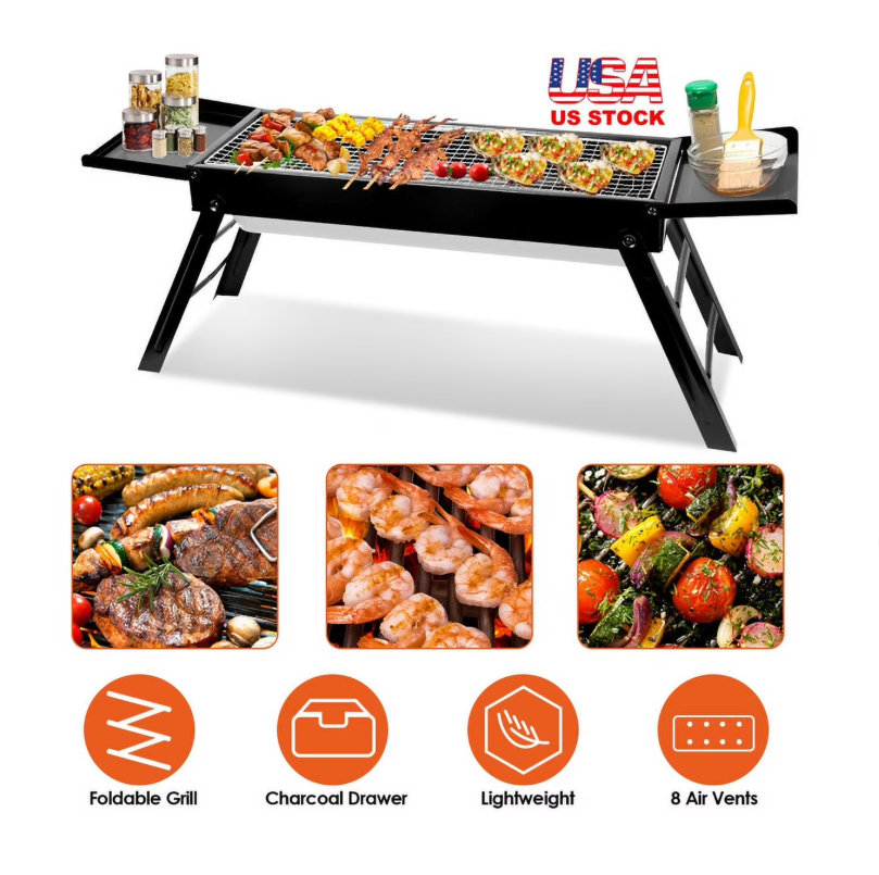 Outdoor portable barbecue grill, small camping barbecue charcoal grill , foldable barbecue grill suitable for garden backyard party picnic travel