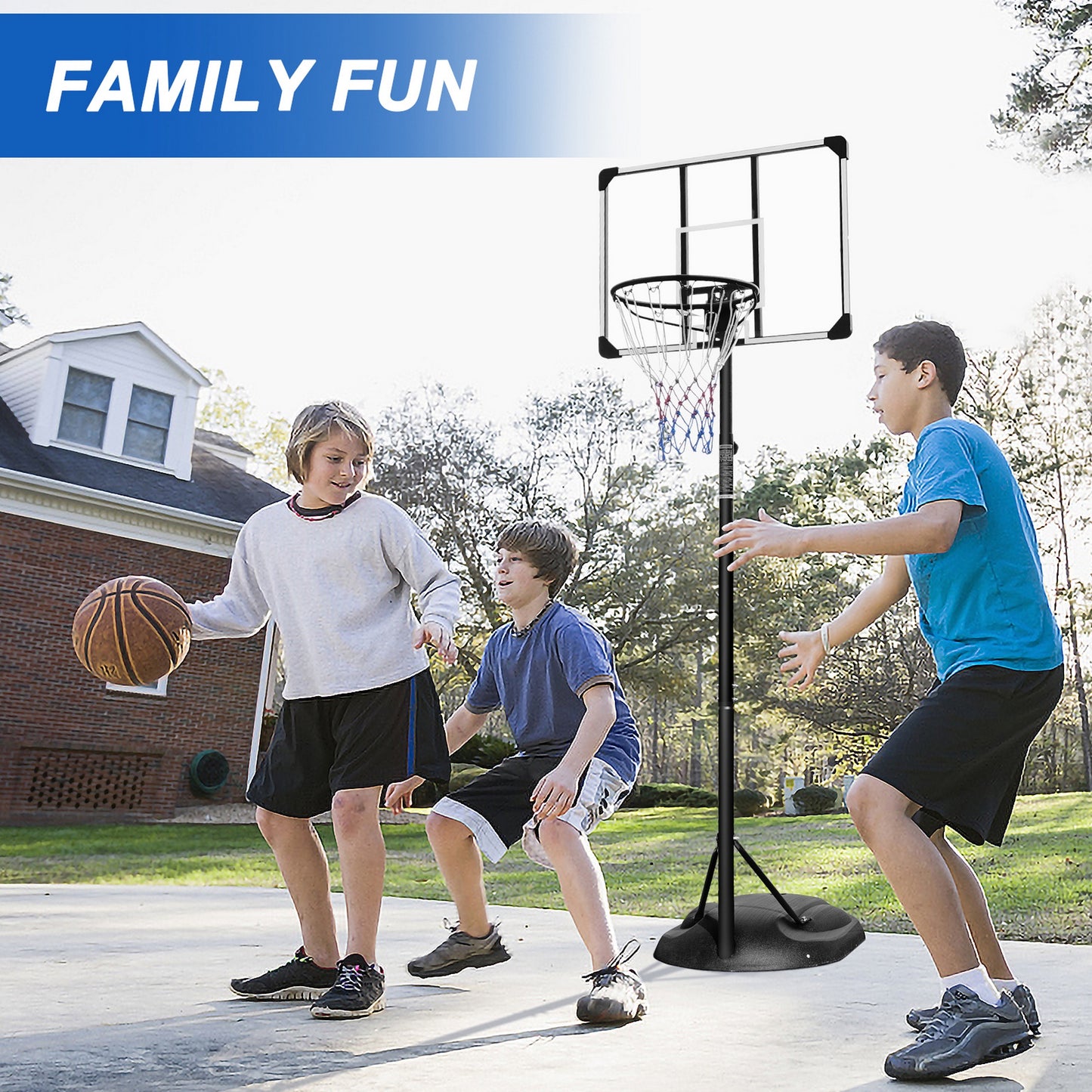 32'' Portable Basketball Hoop System, Upgraded SEGMART Indoor Outdoor Basketball Goal with 7.5ft-9.2ft Height Adjustable, Basketball Hoop Stand with 2 Wheels, Fillable Base for Youth Adults