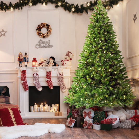 SEGMART 6FT Pre-lit Spruce Artificial Holiday Christmas Tree for Home, Office, Party Decoration w/ 300 LED Lights and 1000 Branch Tips, Indoor Outdoor Holiday Festival Decoration, Green