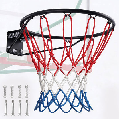 Regulation 18" Steel Basketball Rim, SEGMART Dual Spring Basketball Rim with All Weather Net, Replacement Rim for Indoor or Outdoor Hoop, Basketball Hoop Rim with Complete Installation Kit, Black