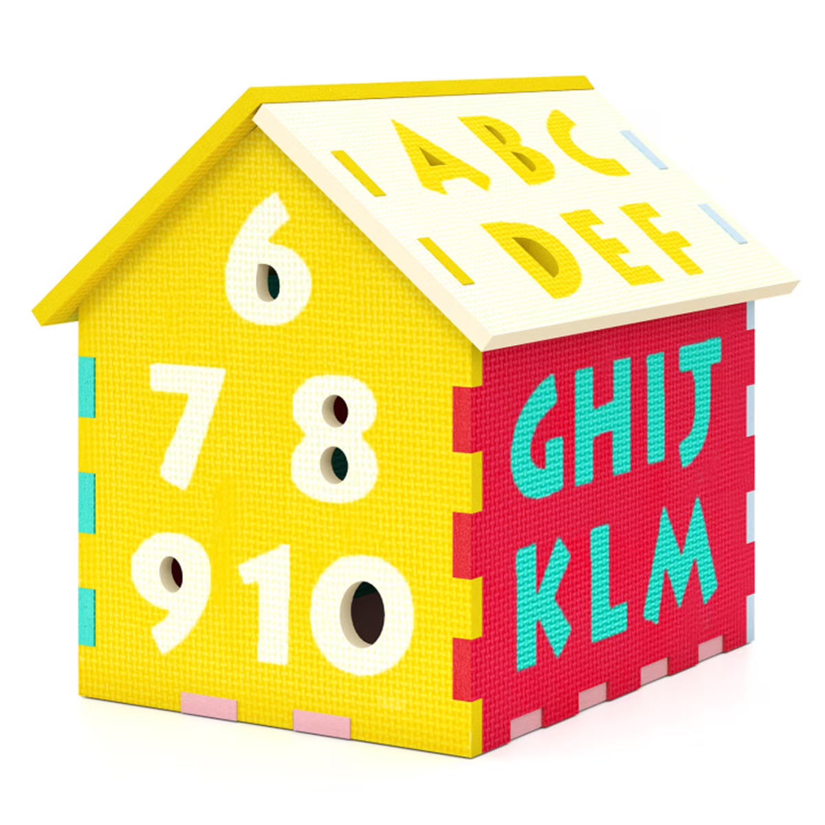 3D Puzzle Playhouse Mat for Kids 3+, 30.48×26.67×31.75cm EVA Foam Interlocking Mat with Alphabet Number Matching, Multi-Color