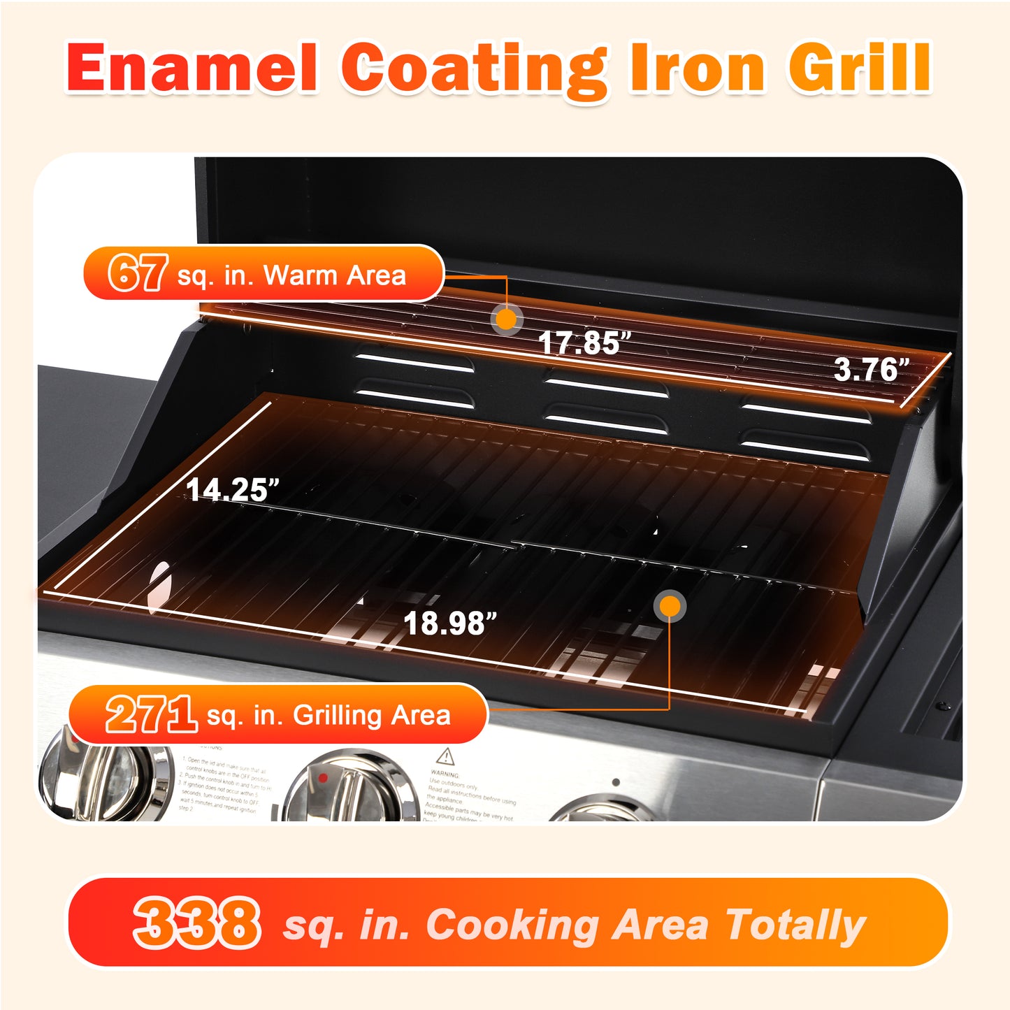 3-Burner Propane Gas Grill with Side Burner, Gas BBQ Grill with Thermometer, Bottle Opener, and Tool Hooks, 40000 BTU Output, Fit for Patio Camping Outdoor Cooking