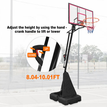 Portable Basketball Hoop Outdoor System for Kids and Adults, 8-10FT Height Adjustable Basketball Goal System with 44 inch Shatterproof Backboard, SEGMART Basketball Hoop with Large Base for Backyard