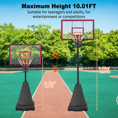 Portable Basketball Hoop Outdoor System for Kids and Adults, 8-10FT Height Adjustable Basketball Goal System with 44 inch Shatterproof Backboard, SEGMART Basketball Hoop with Large Base for Backyard