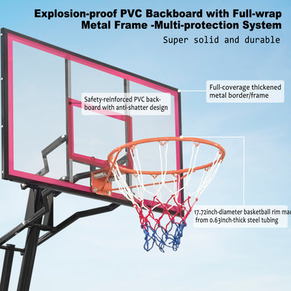 Portable Basketball Hoop Outdoor System for Kids and Adults, 8-10FT Height Adjustable Basketball Goal System with 44 inch Shatterproof Backboard, SEGMART Basketball Hoop with Large Base for Backyard