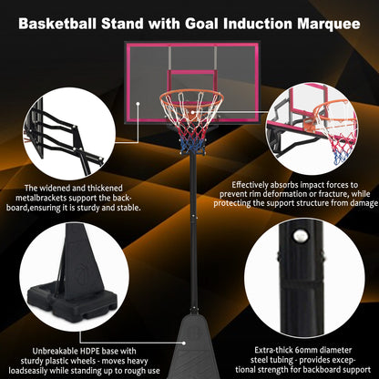 Portable Basketball Hoop Outdoor System for Kids and Adults, 8-10FT Height Adjustable Basketball Goal System with 44 inch Shatterproof Backboard, SEGMART Basketball Hoop with Large Base for Backyard