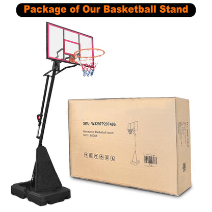 Portable Basketball Hoop Outdoor System for Kids and Adults, 8-10FT Height Adjustable Basketball Goal System with 44 inch Shatterproof Backboard, SEGMART Basketball Hoop with Large Base for Backyard