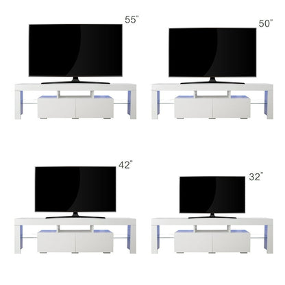 LED TV Stand for 70-inch TVs, Segmart High Gloss Entertainment Center Home Furniture with Storage Drawer and Shelves, Media Console Table Television Stands Cabinet Desk, White, S9782