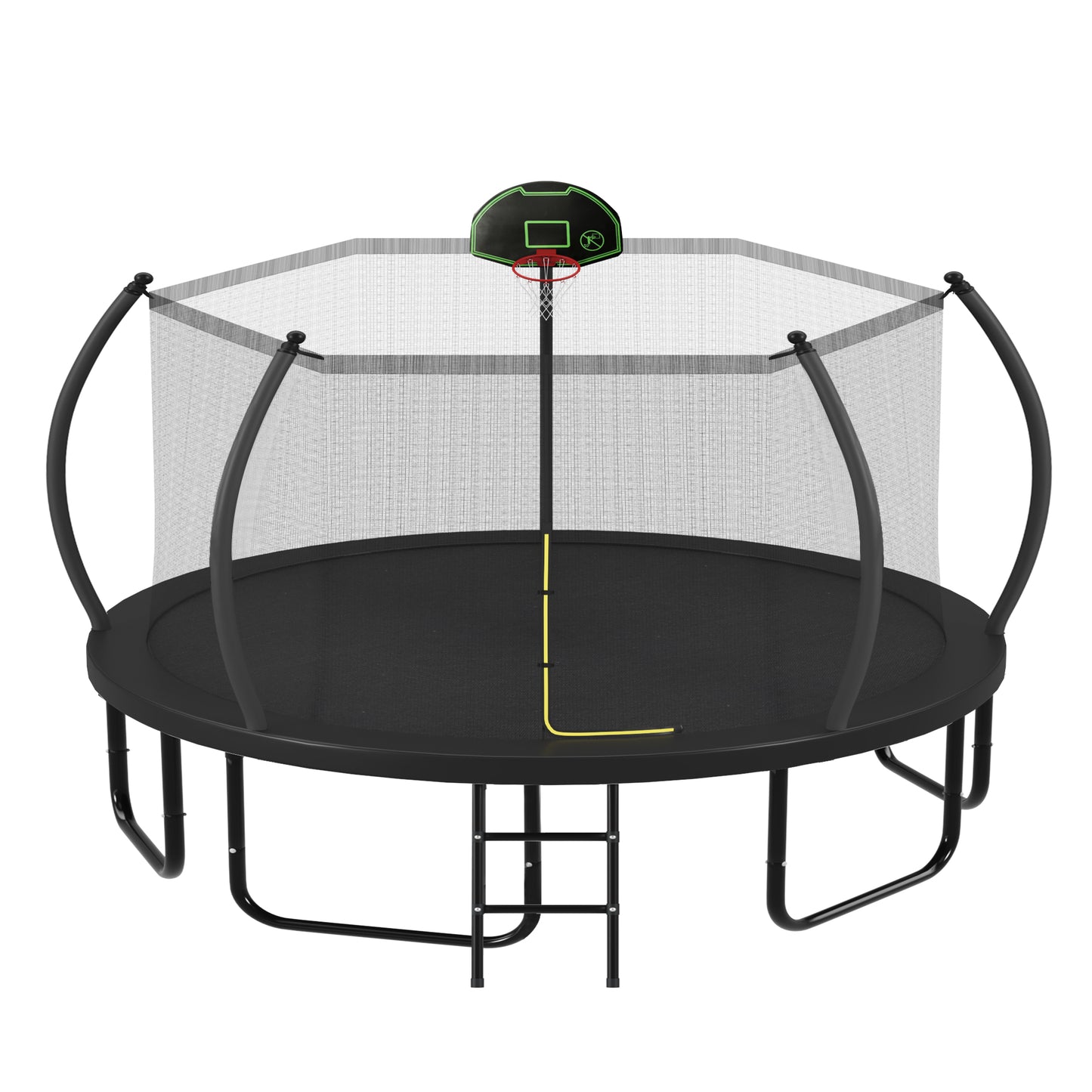 12FT 14FT 16FT Trampoline for Kids Adults with Basketball Hoop, Enclosure Net, 1500LBS Heavy Duty Outdoor Trampoline with Ladder, Recreational Round Trampoline, Pumpkin Outdoor Backyard Trampoline